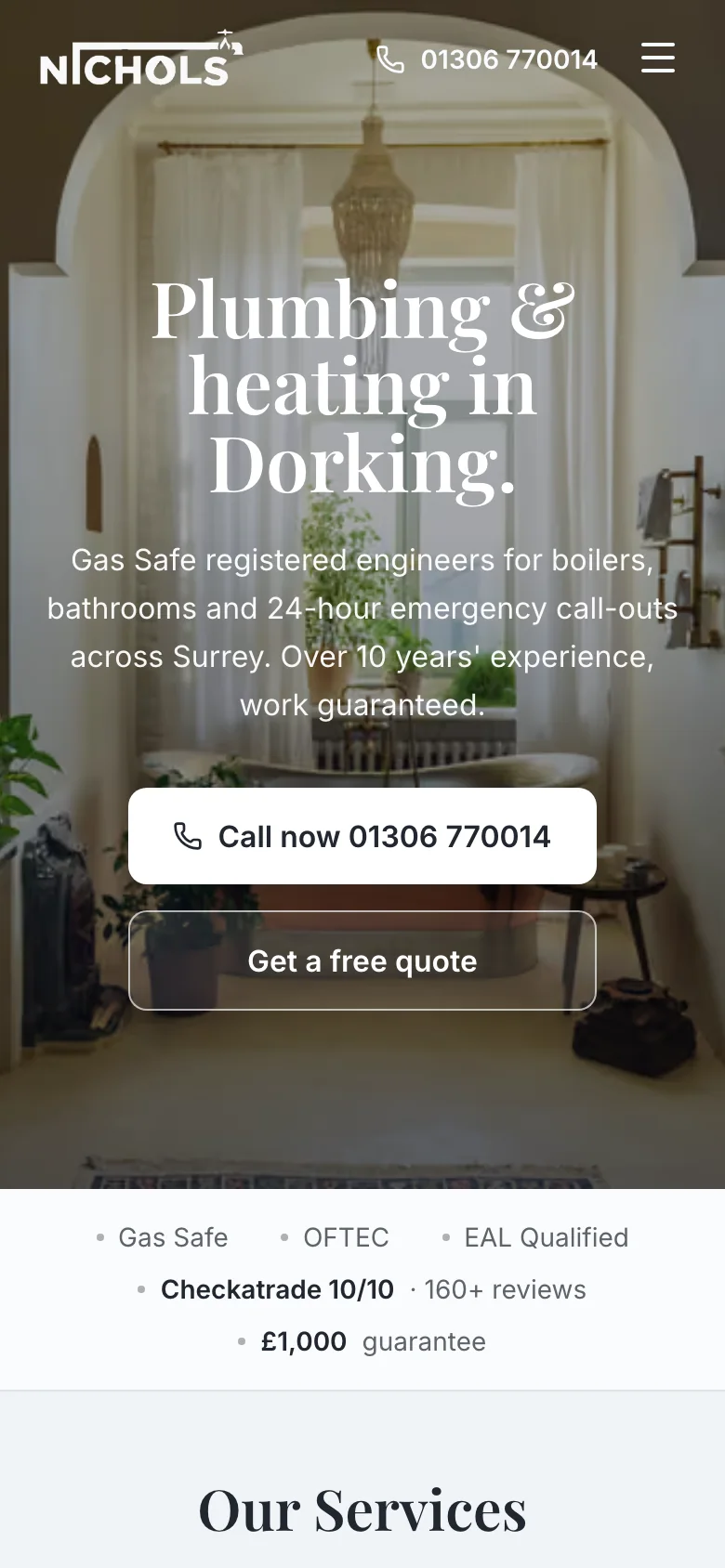 Nichols Plumbing & Heating on a phone